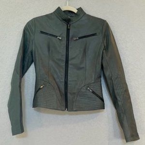Vera Pelle Green Leather Jacket From Italy